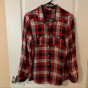 Cato plaid flannel button down blouse